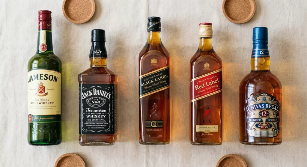 Whiskey prices in Nigeria showing popular brands like Jameson and Johnnie Walker.