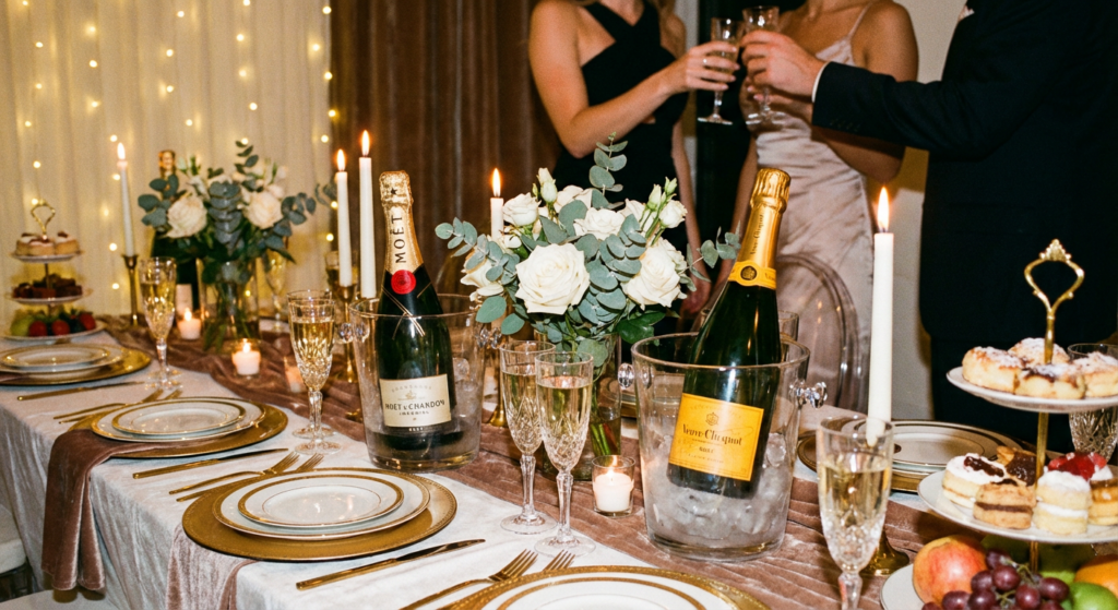 Moët vs Veuve Clicquot bottles on a celebration table