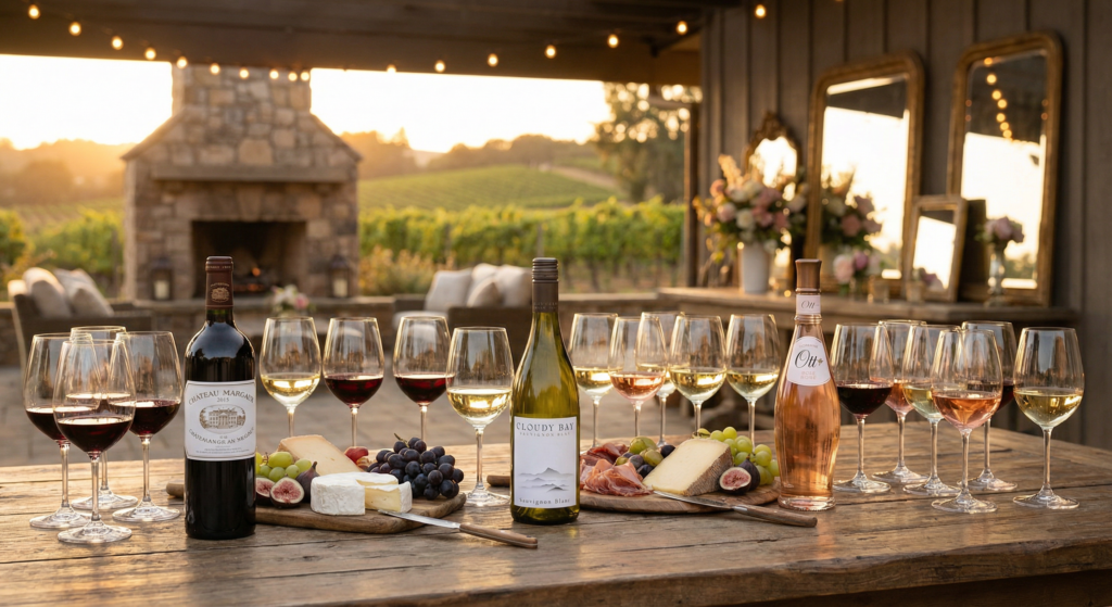 Best wines in Nigeria selection with red, white, and sparkling wine bottles.